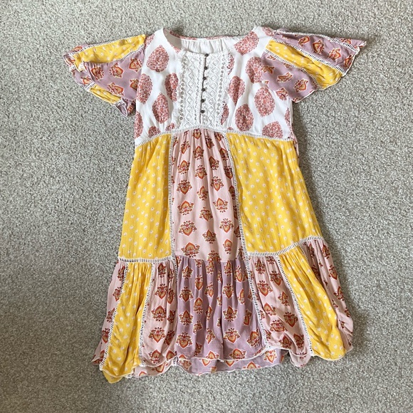 Anthropologie Melody Patchwork Lace Mixed Print Cottagecore Midi Dress Size 8/M - Picture 4 of 12